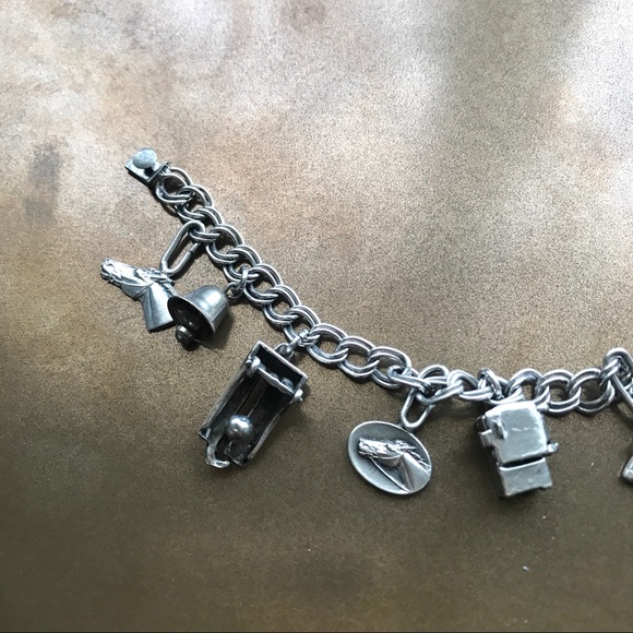 VINTAGE Charm Bracelet Kinetic Sterling Silver MOVING! dog show horse - Picture 4 of 10